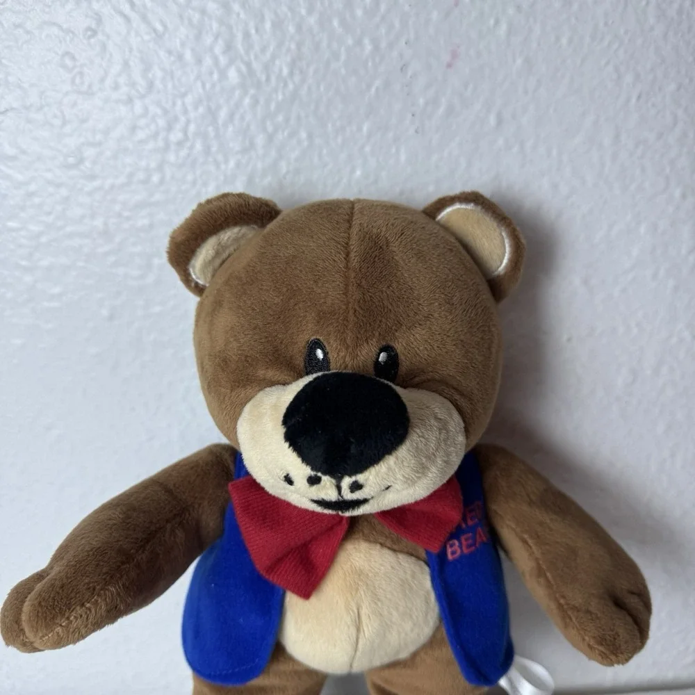 Fred Meyer Bear Plush Stuffed Animal Mascot DocuSource Blue Vest Advertising